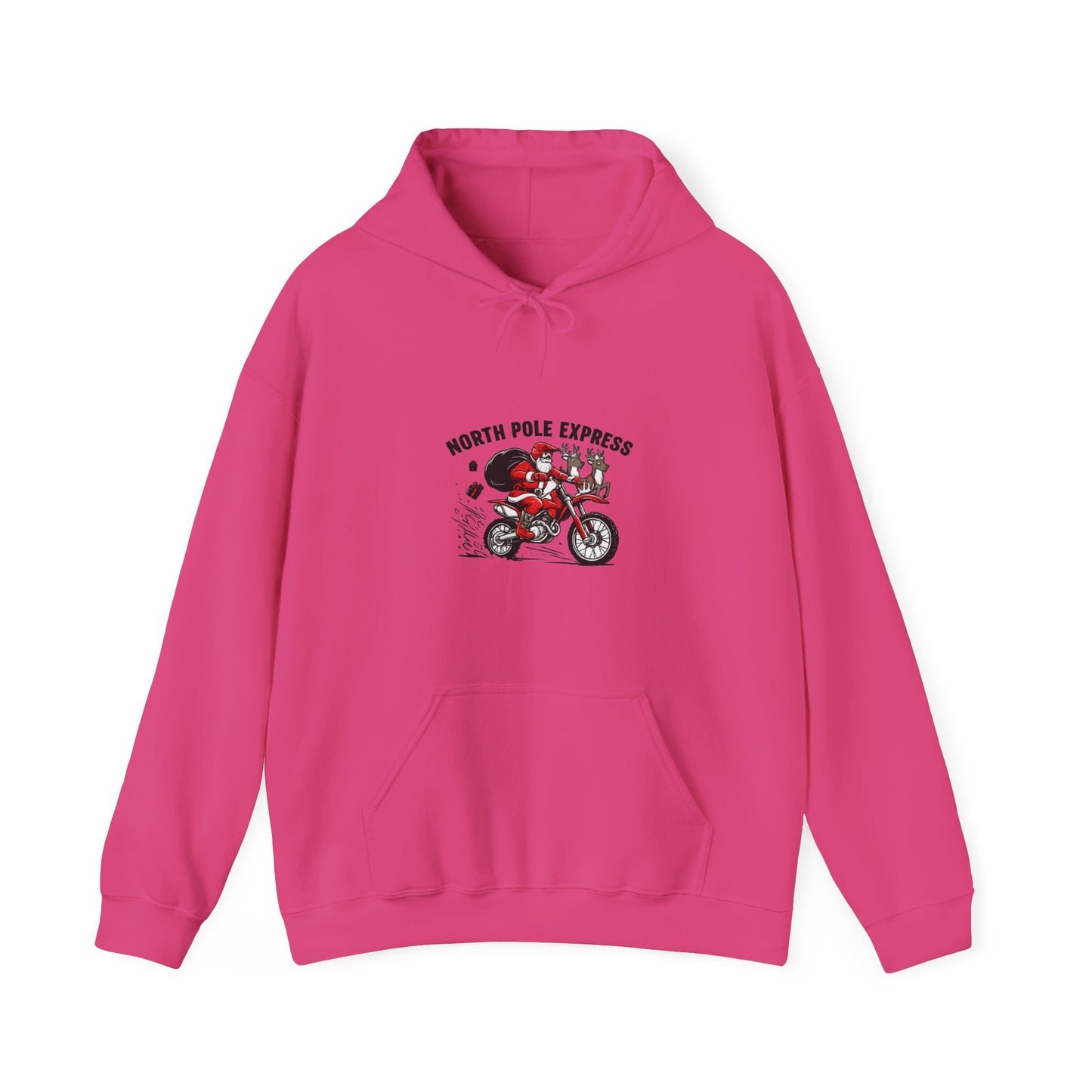 North Pole Express Motocross Christmas Hoodie   Santa Dirt Bike