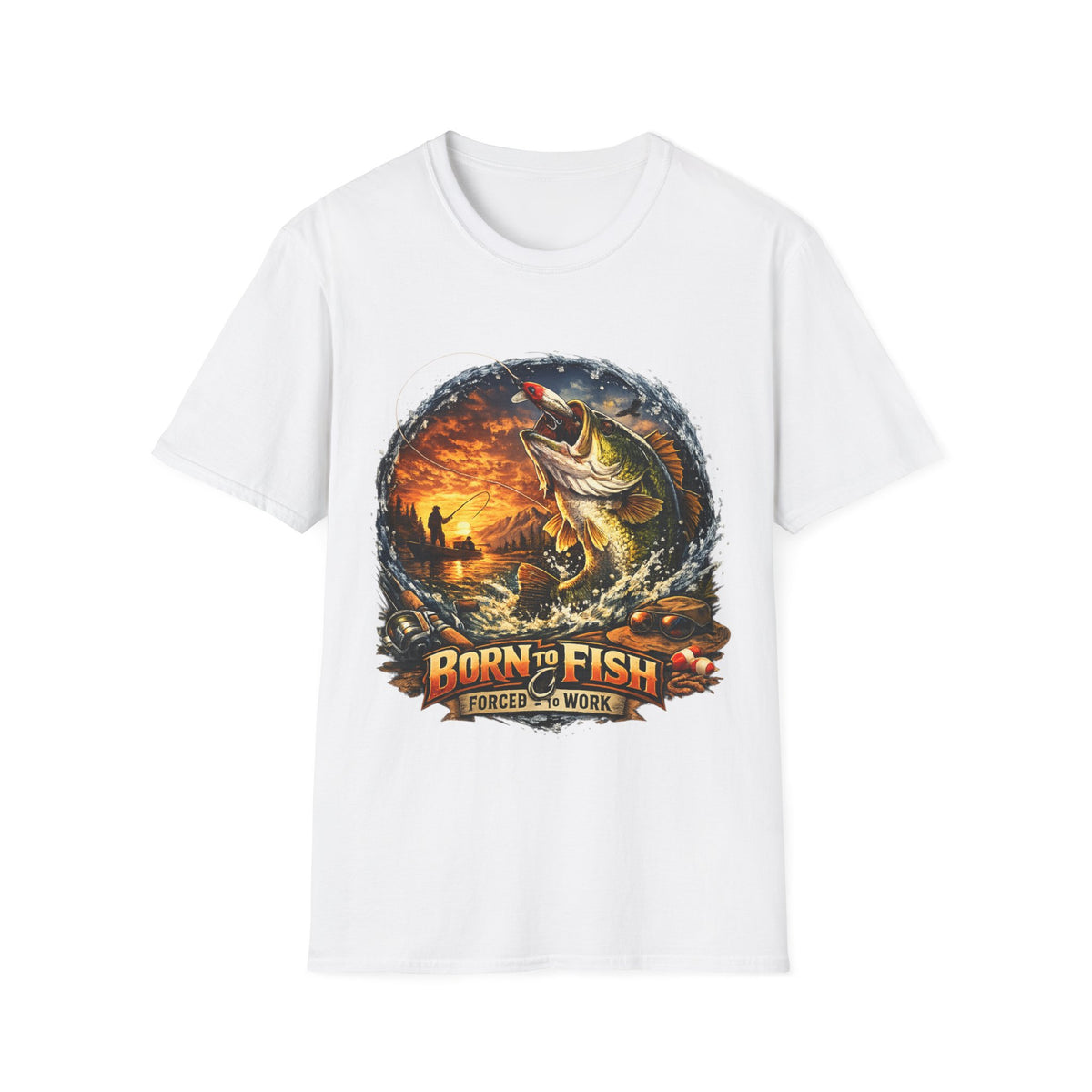 Born to Fish Forced to Work T-Shirt – Fishing Graphic Tee