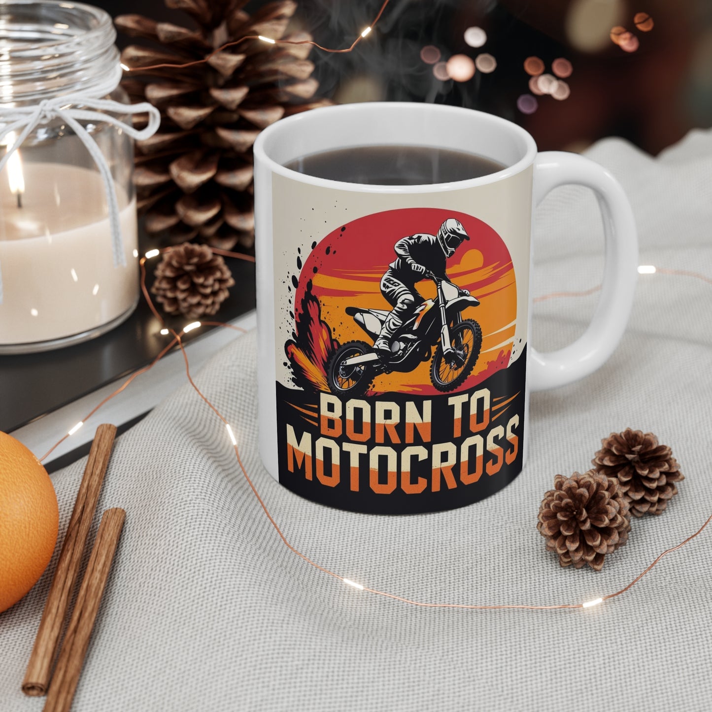 Motocross Mug - Born to Motocross Coffee or Tea Cup, Perfect Gift for Dirt Bike Lovers, Riders, Sports Fans, Birthday or Celebration