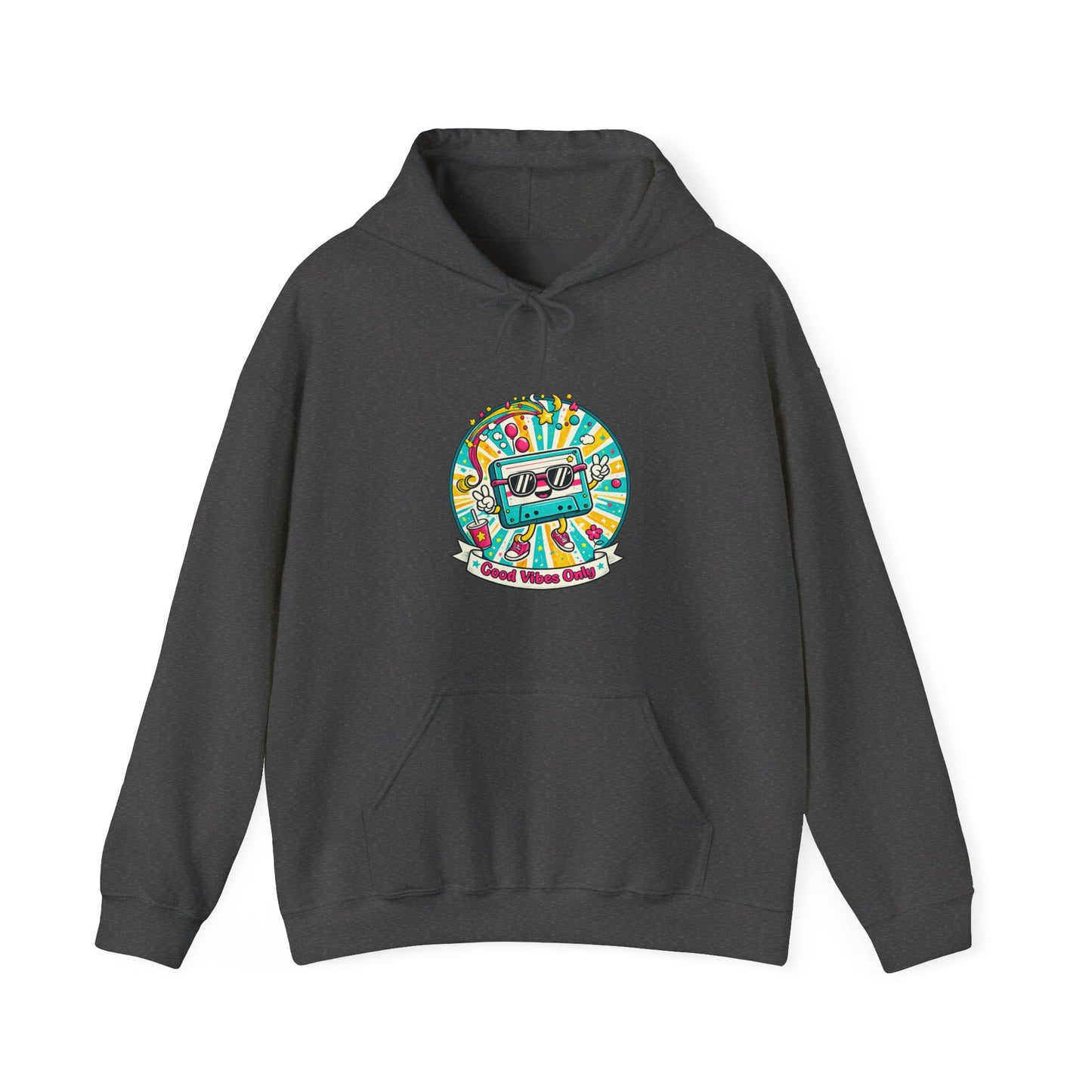Retro Good Vibes Only Hoodie  Colourful Retro Cassette Hoodie  80s and 90s Inspired Unisex Hooded Sweatshirt