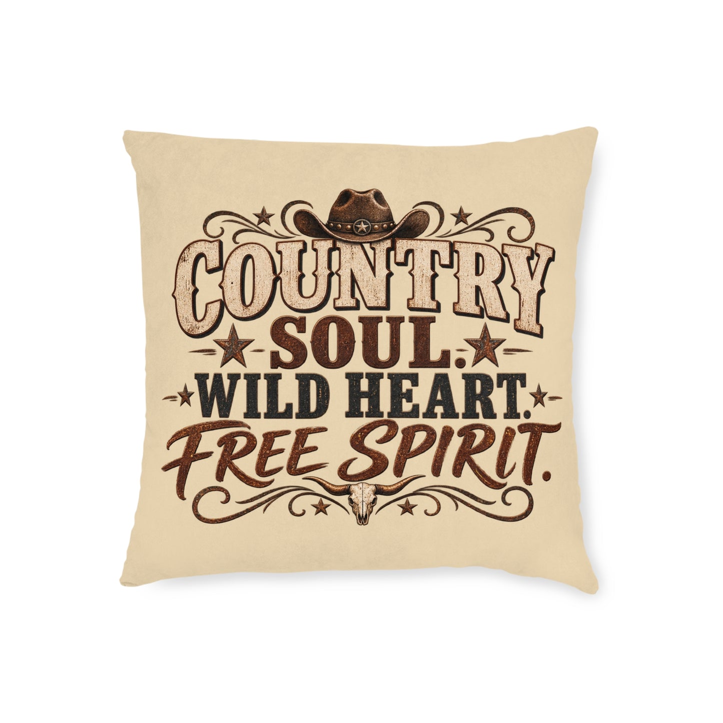 Country Soul Wild Heart Free Spirit Cushion – Western Country Pillow