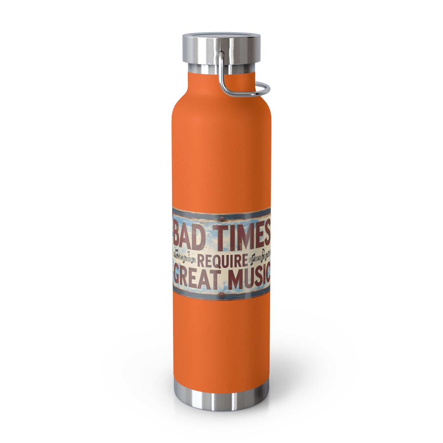 Bad Times Require Great Music Insulated Water Bottle | Stainless Steel Travel Flask | Vintage Music Lover Bottle | Double Wall Vacuum Flask