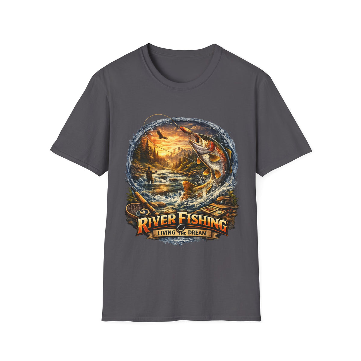 River Fishing Living the Dream T-Shirt – Angler Fishing Tee