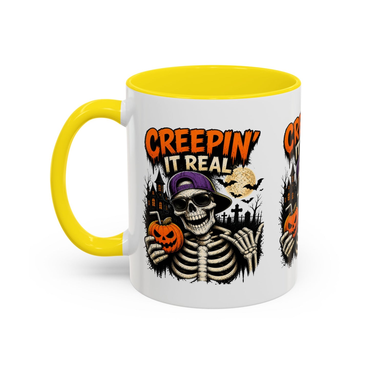 Creepin’ It Real Halloween Accent Mug – Skeleton Coffee Mug