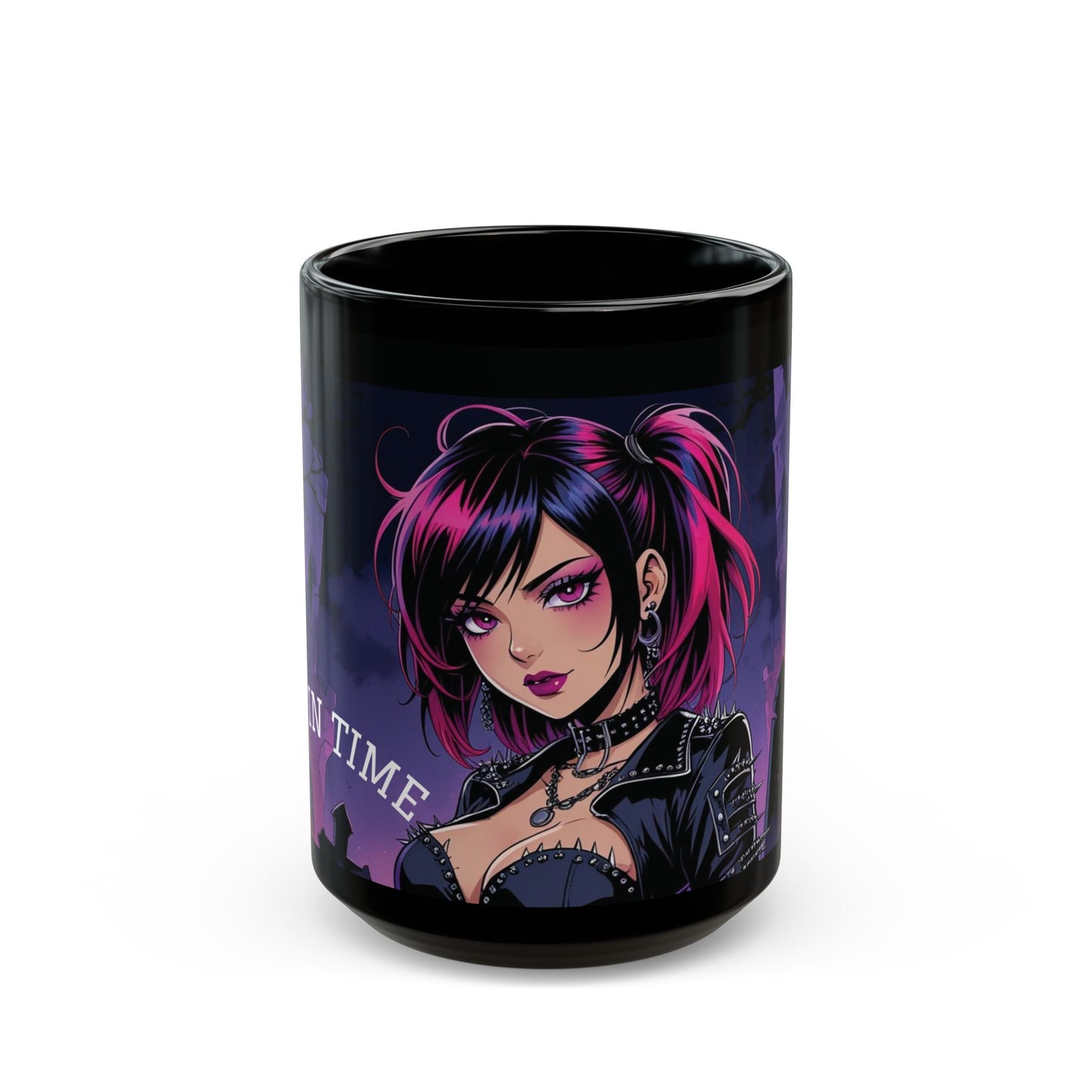 Gothic Character Mug - Perfect for Halloween, Gifts, Home Decor,  Cuppa time, Black Mug with Unique Design