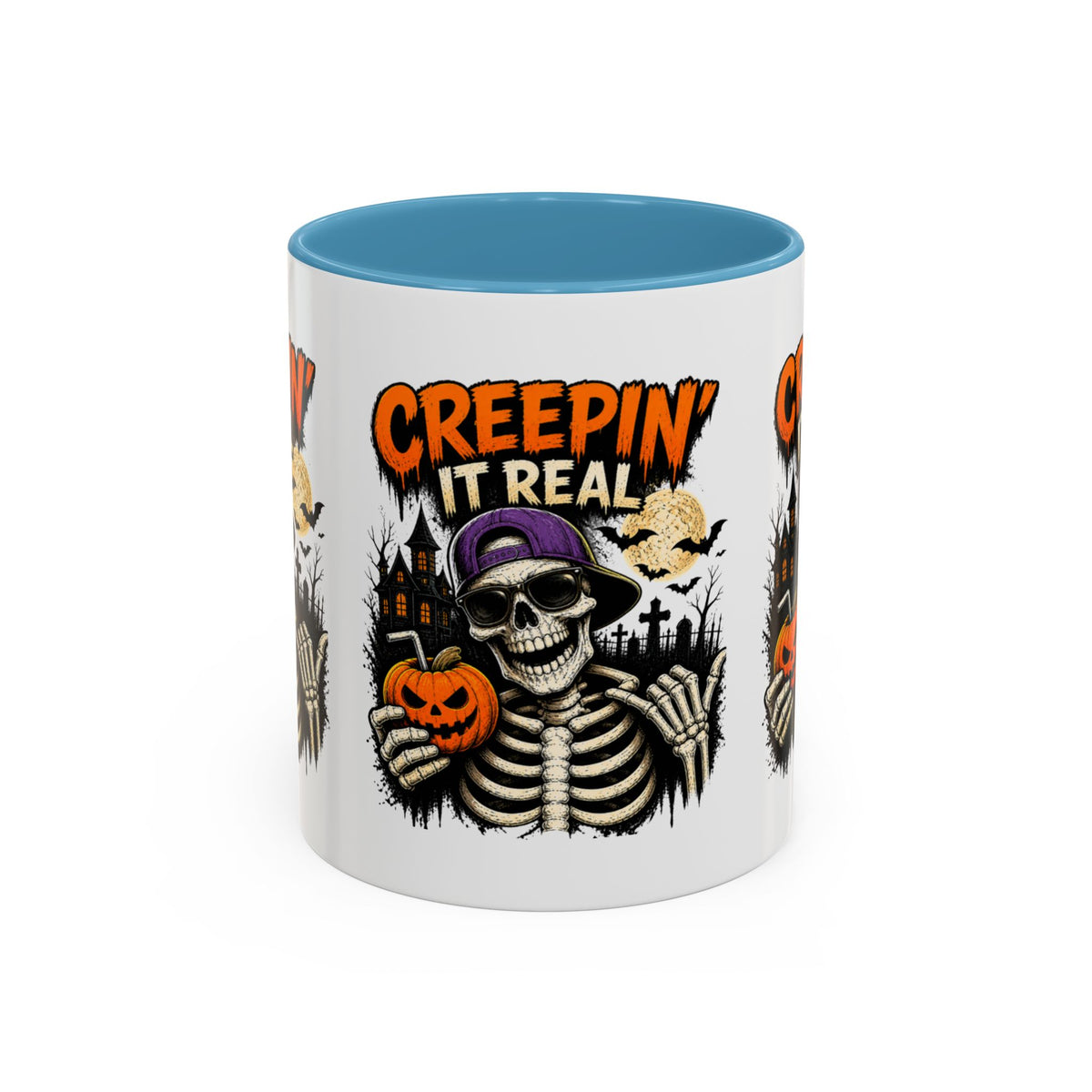 Creepin’ It Real Halloween Accent Mug – Skeleton Coffee Mug