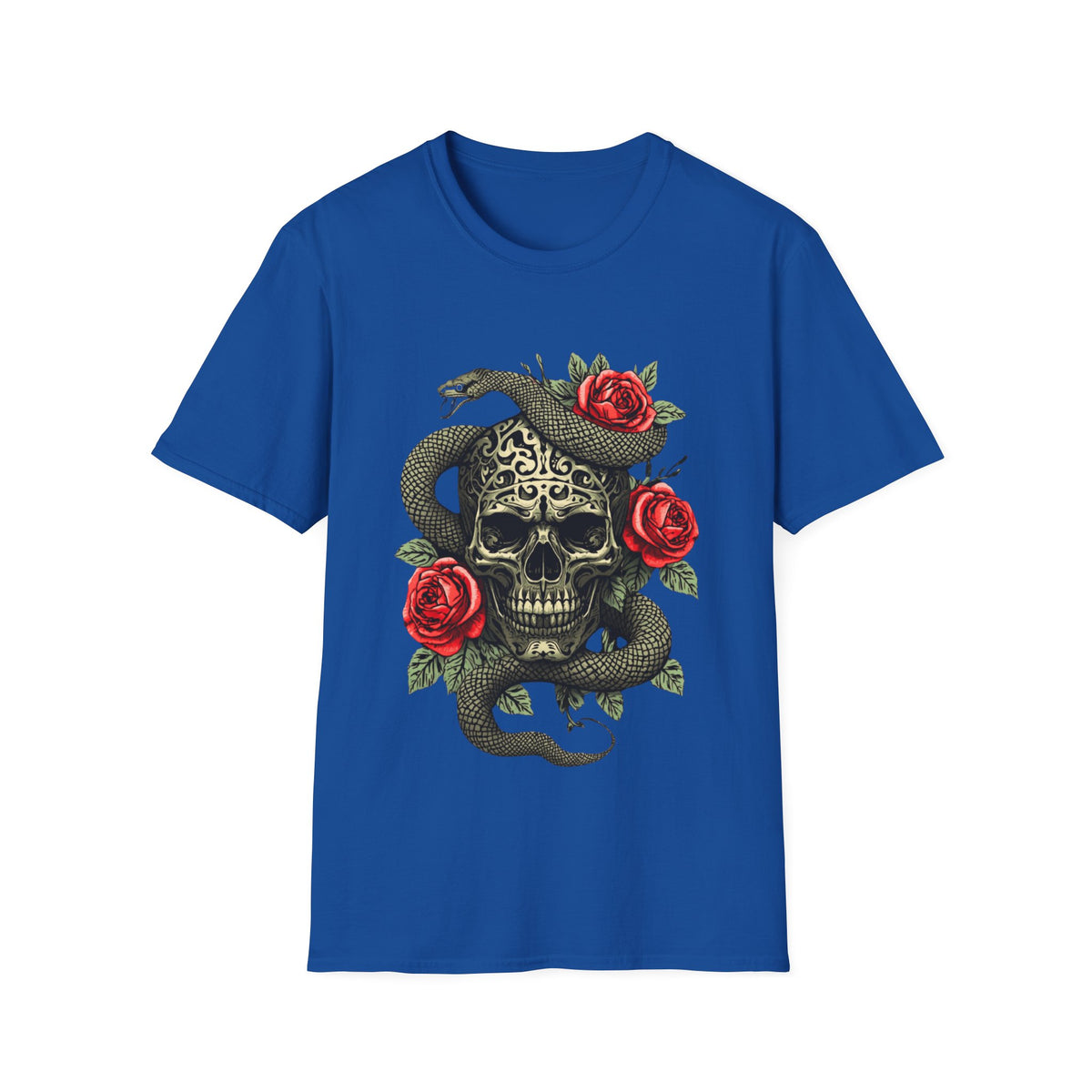 Totenkopf Schlange & Rose Grafik T-Shirt  Iron Skull Design