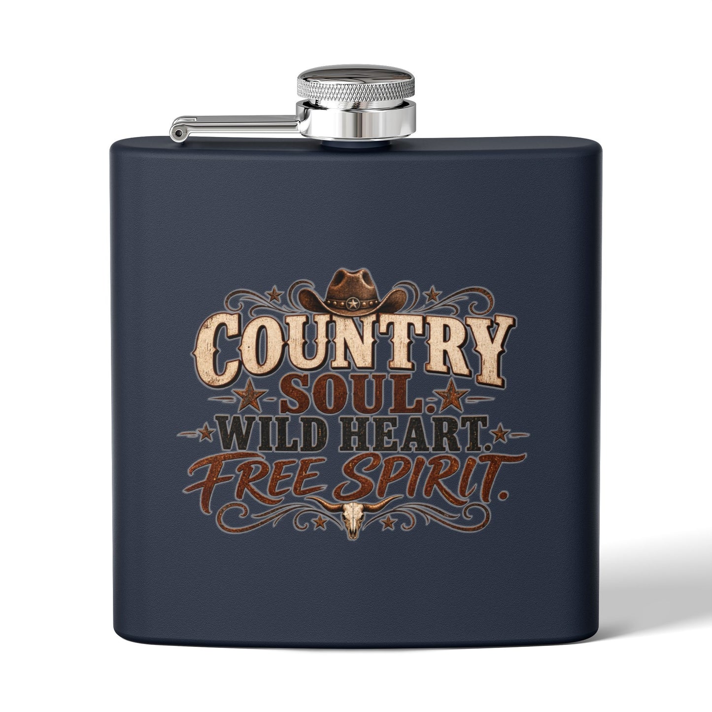 Country Soul Wild Heart Free Spirit Hip Flask
