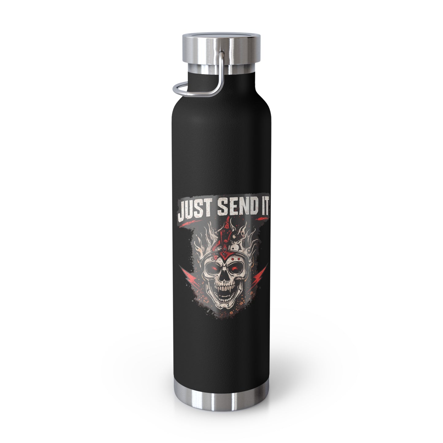 Just Send It Flask   22oz Copper-Insulated Skull & Flames Water Bottle