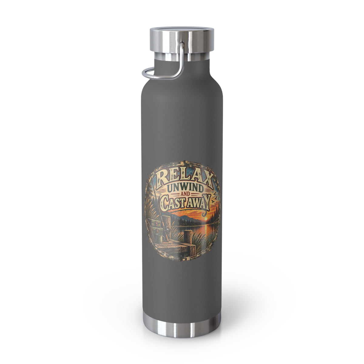 Relax, Unwind & Cast Away Insulated Flask – Vintage Fishing Flask