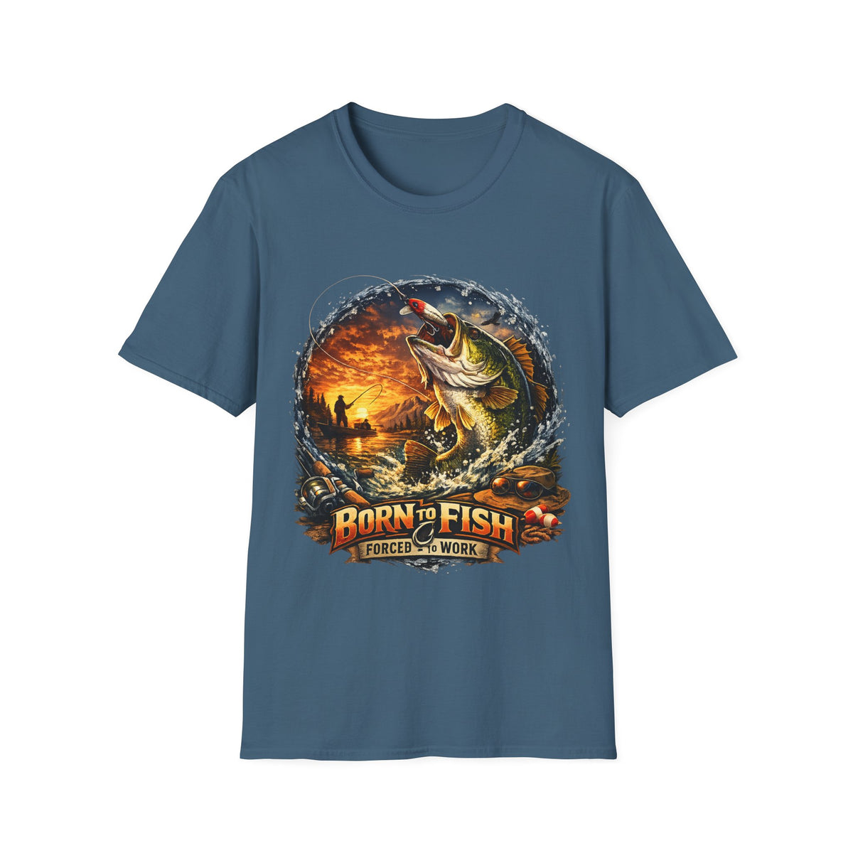 Born to Fish Forced to Work T-Shirt – Fishing Graphic Tee