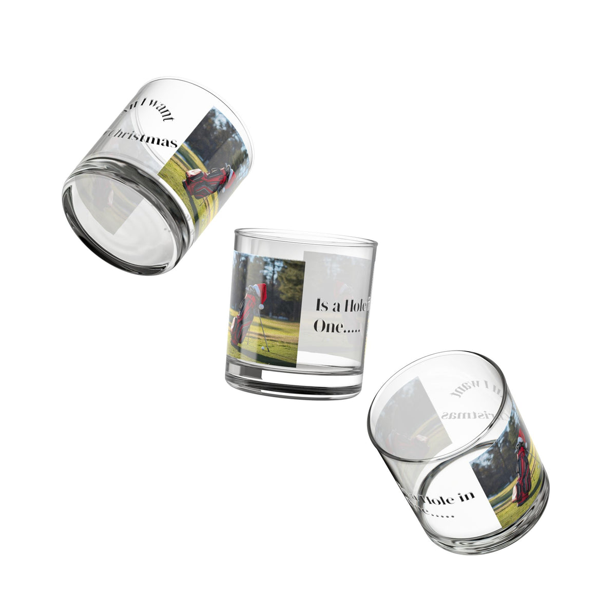 Festive Golf Rocks Glass – All I Want for Christmas Is a Hole in One