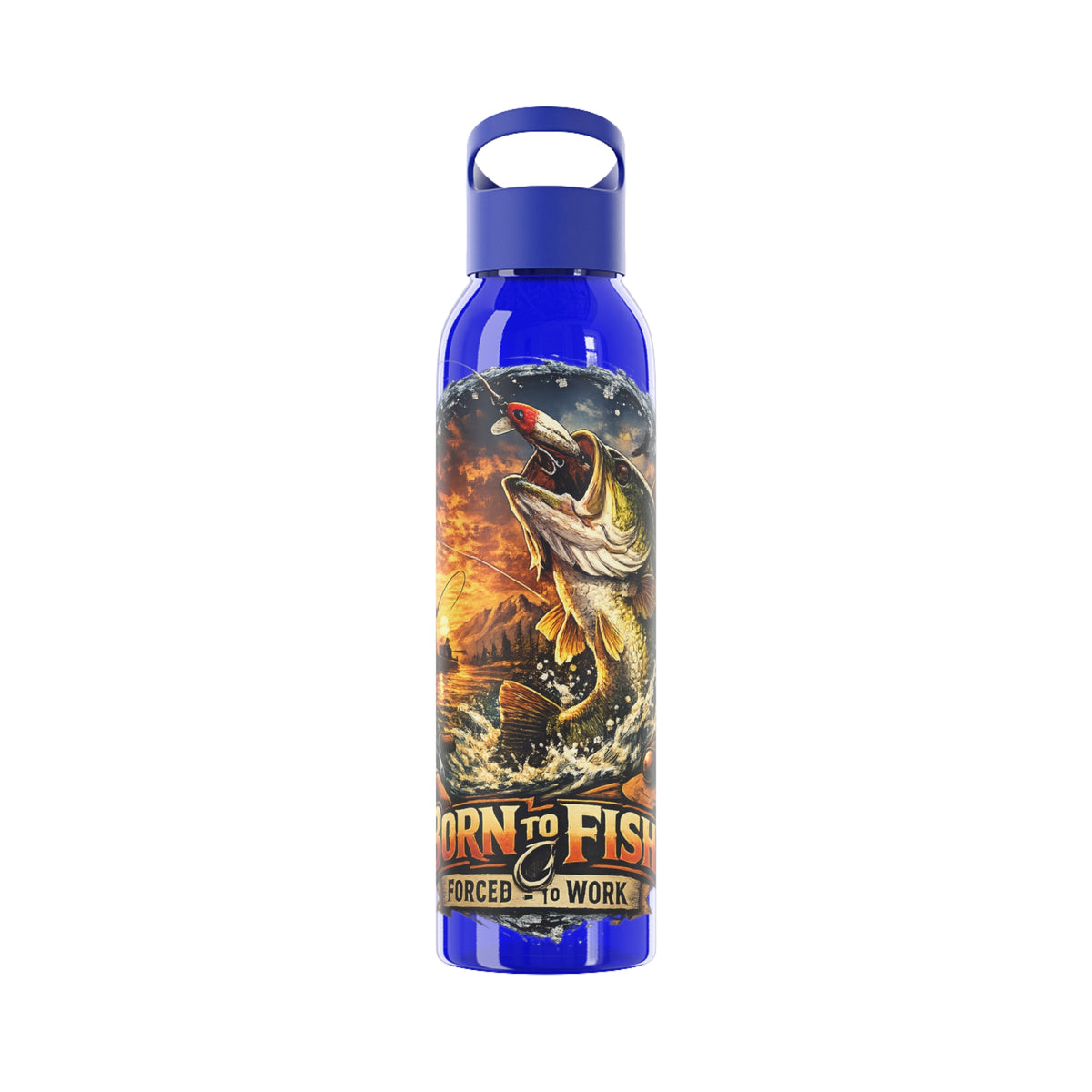 Born to Fish Forced to Work Water Bottle – Angler Fishing Bottle