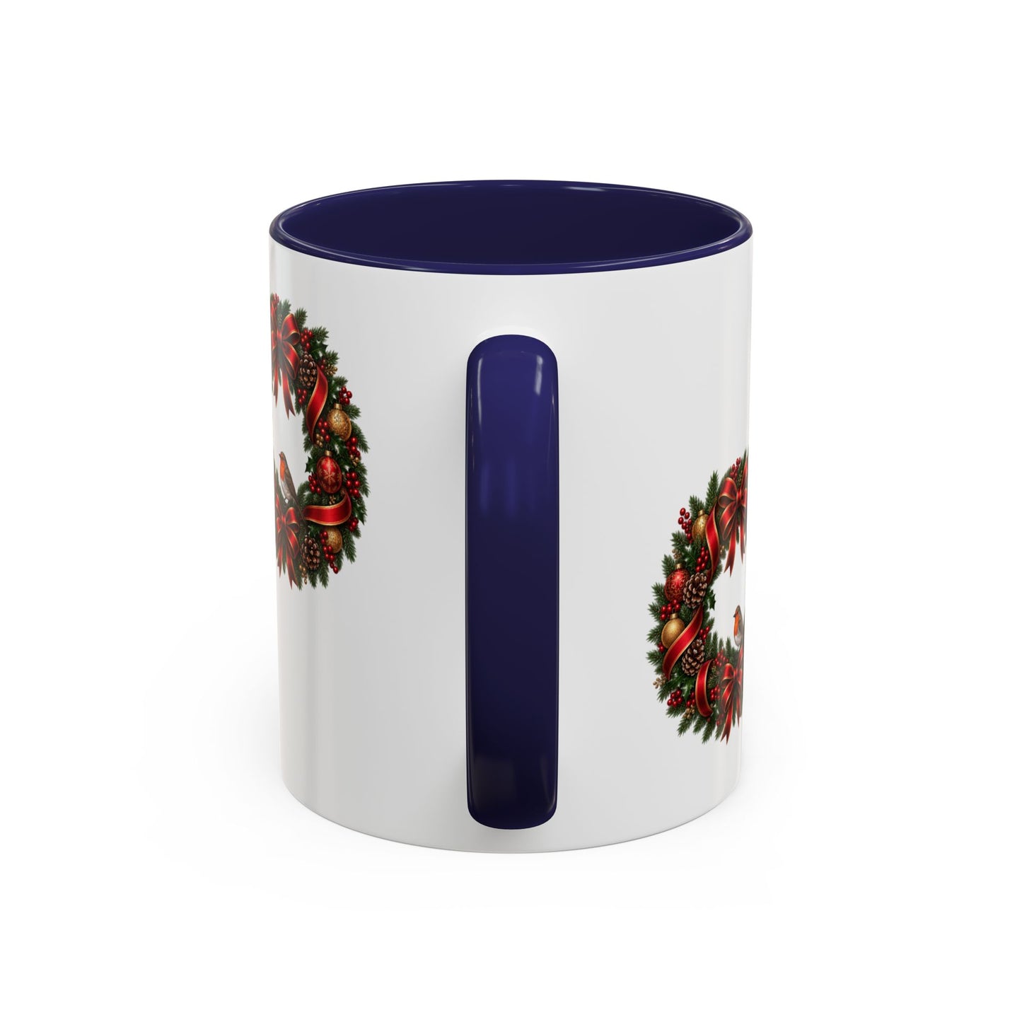 Christmas Wreath & Robin Accent Mug – Festive Christmas Mug