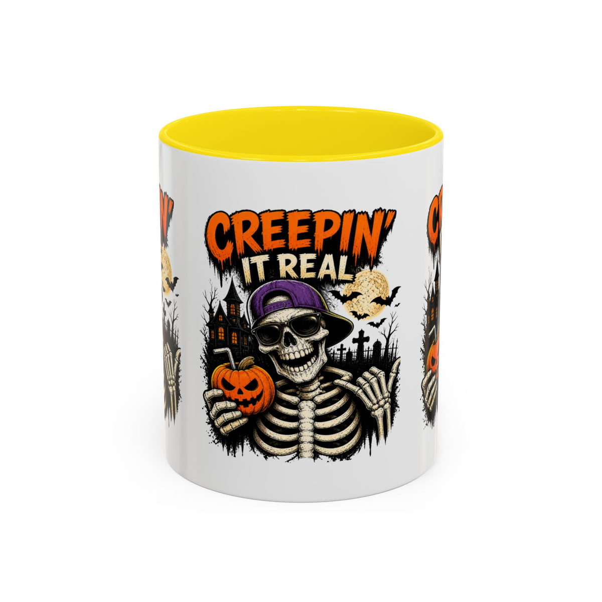 Creepin’ It Real Halloween Accent Mug – Skeleton Coffee Mug