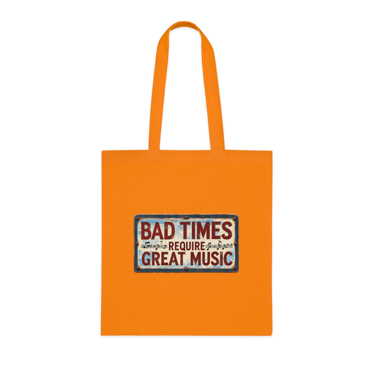 Bad Times Require Great Music Tote Bag | Vintage Music Lover Cotton Shopper | Reusable Double-Sided Shopping Bag | Festival Gift