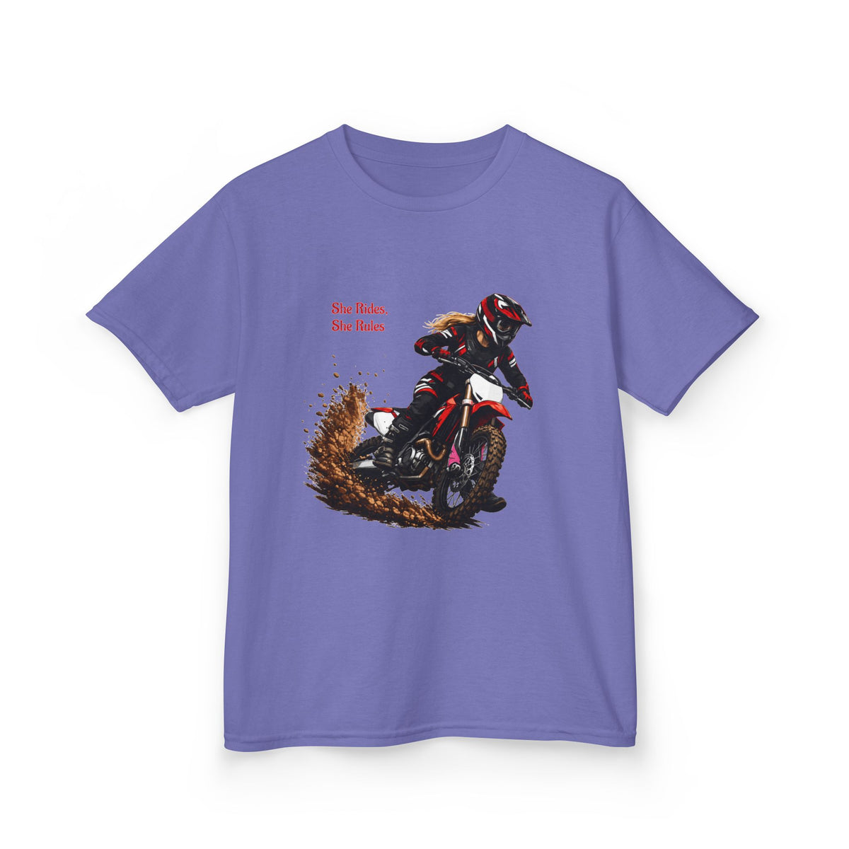 She Rides She Rules Youth T-Shirt – Girls Motocross Tee