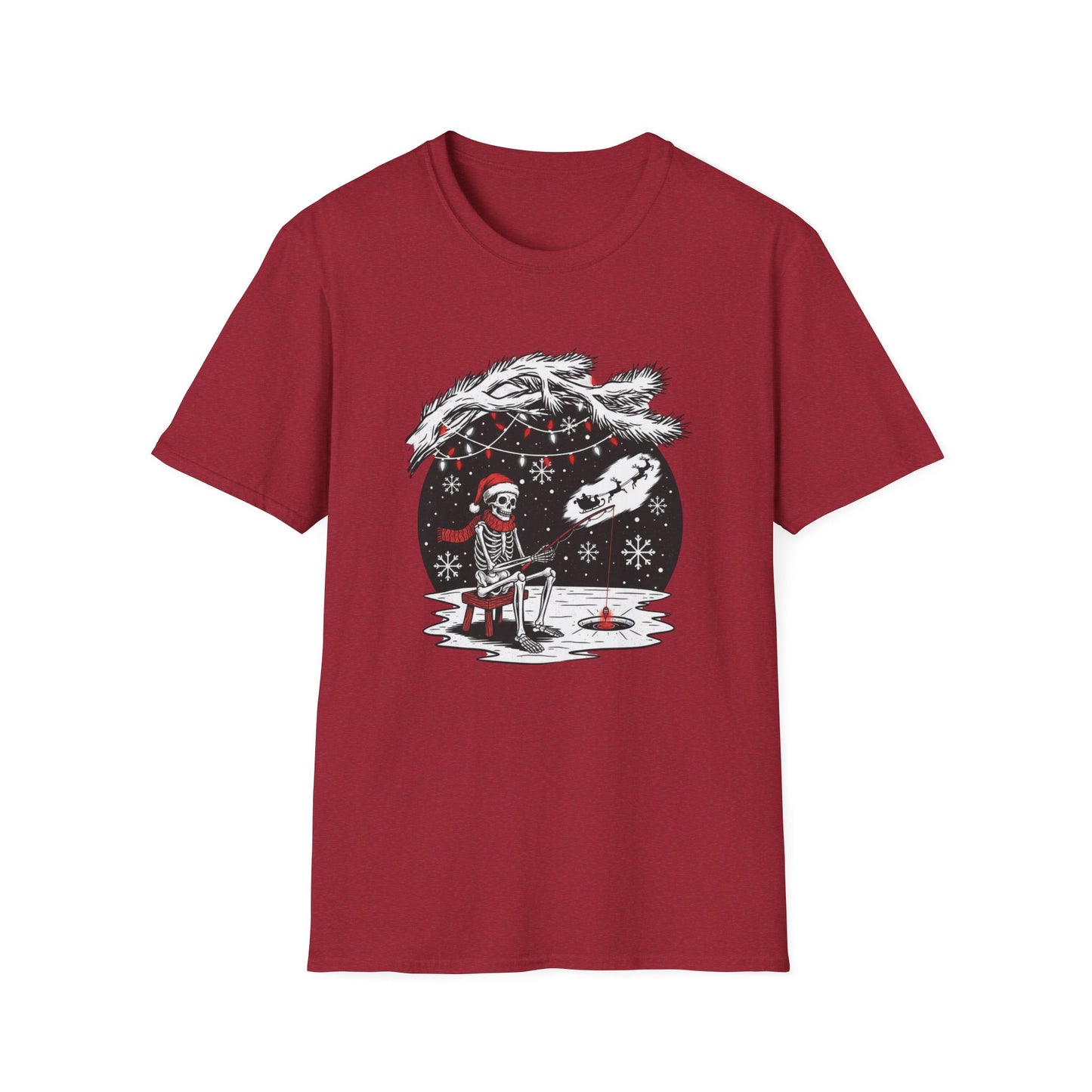 Merry Fishing Christmas T-Shirt – Festive Skeleton Fishing Tee
