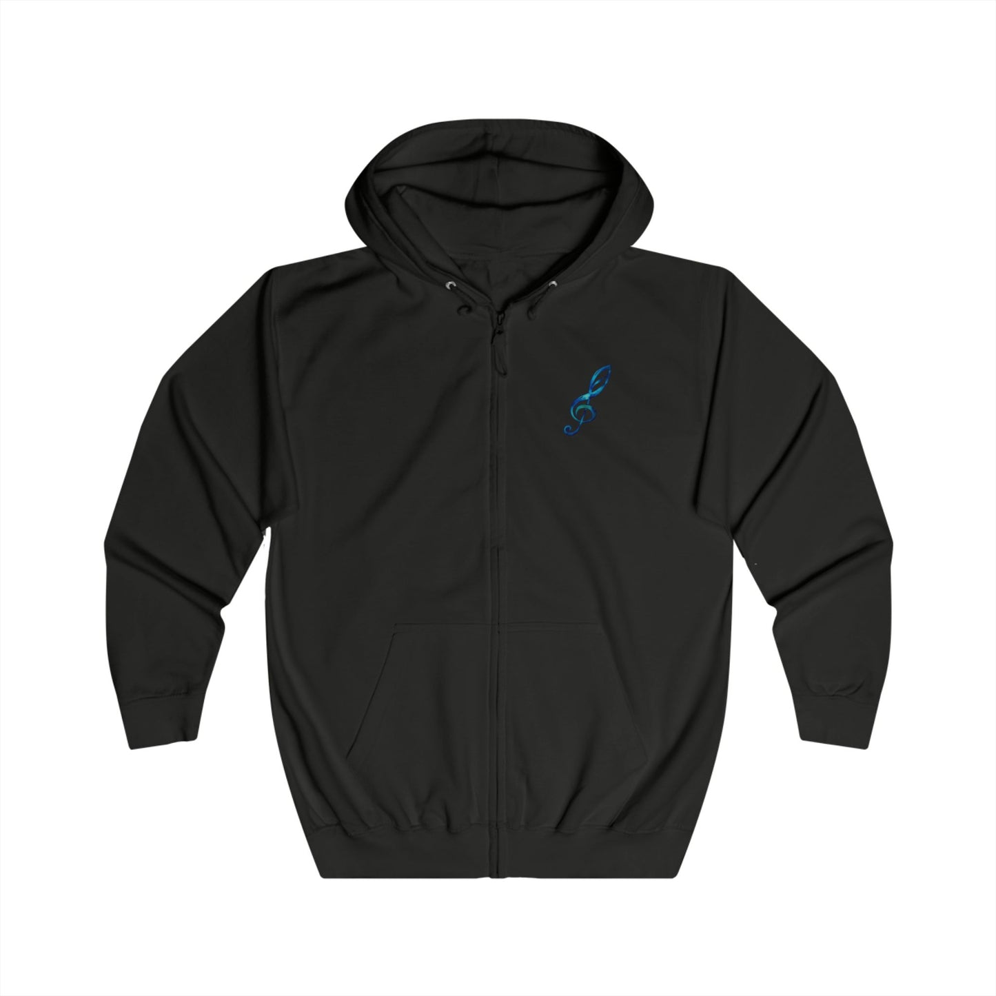 Sweat à capuche zippé Notes de musique clé de sol – Motif unique sur la poitrine et dans le dos