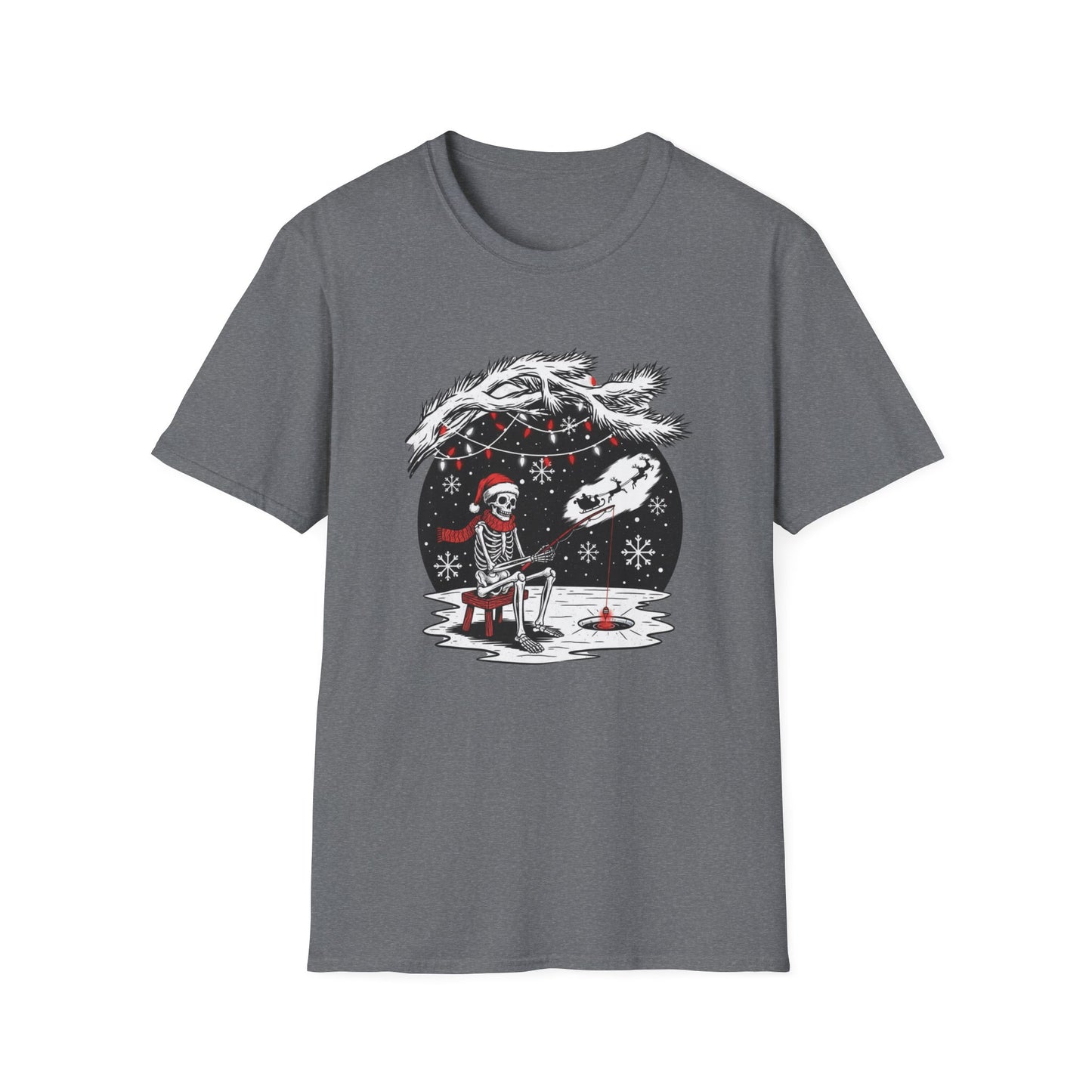Merry Fishing Christmas T-Shirt – Festive Skeleton Fishing Tee