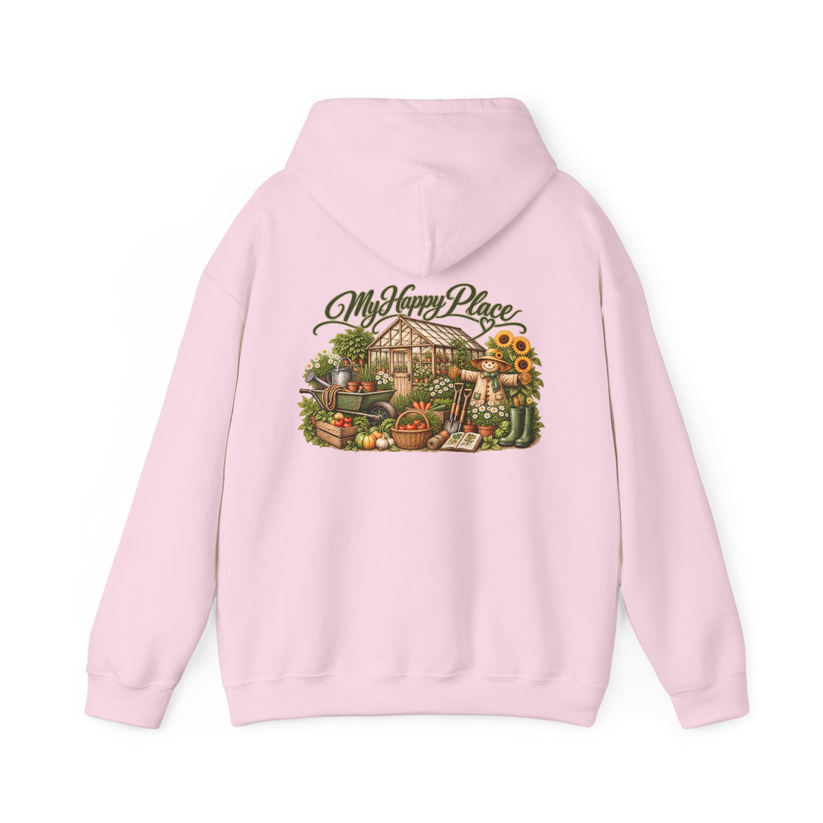 My Happy Place Greenhouse – Back Print Hoodie
