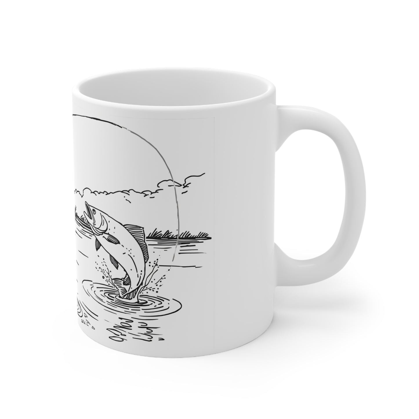 Tasse en céramique « Amis Pêcheurs » 325 ml, illustrée en noir et blanc