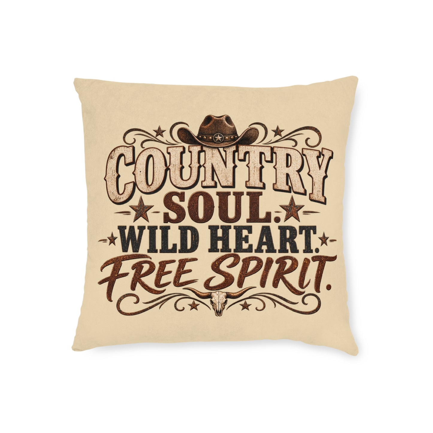Country Soul Wild Heart Free Spirit Cushion – Western Country Pillow