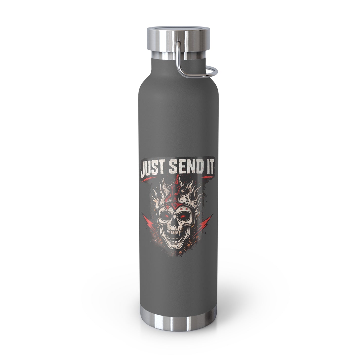 Just Send It Flask   22oz Copper-Insulated Skull & Flames Water Bottle