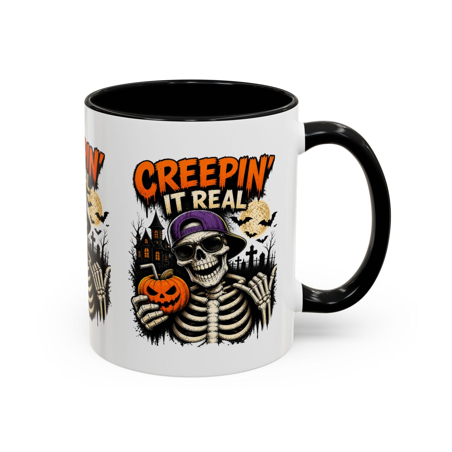Creepin’ It Real Halloween Accent Mug – Skeleton Coffee Mug