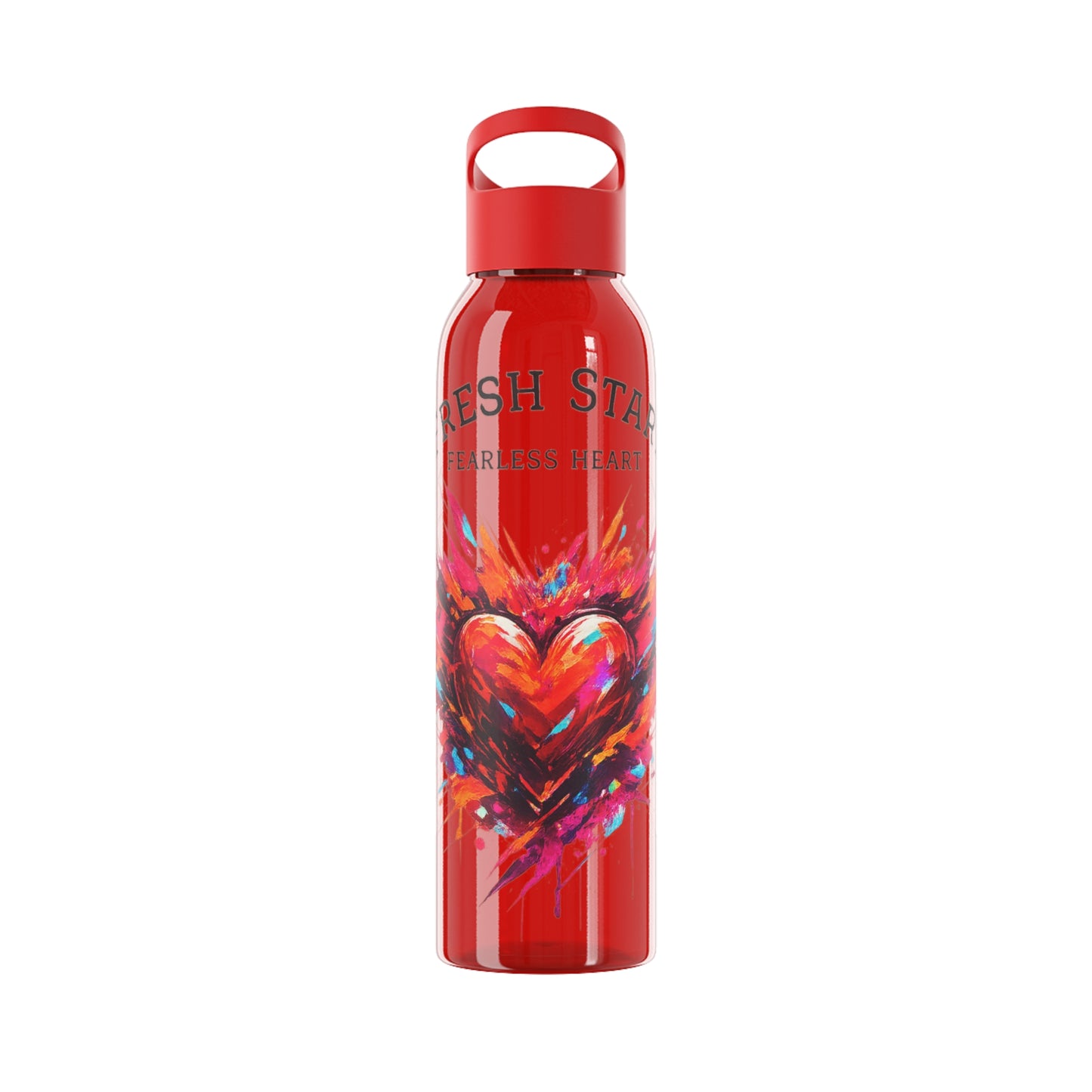 Fresh Start Fearless Heart Reusable Water Bottle | Inspirational Sports Bottle | Positive Lifestyle Drink Bottle | Gifts & Lifestyle