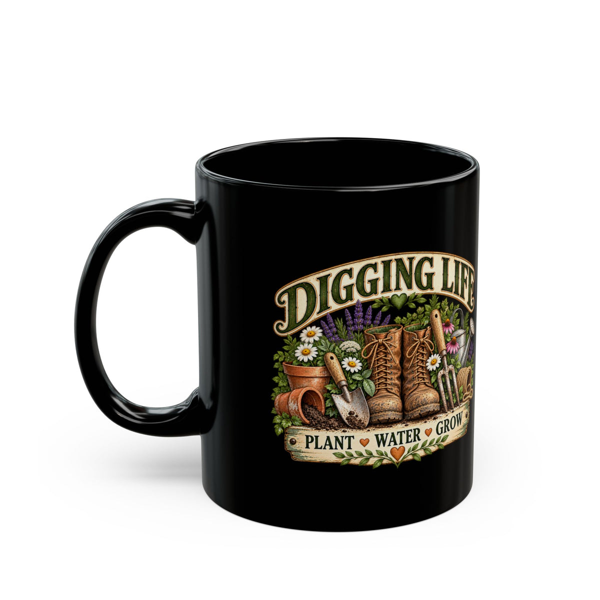 Digging Life Pflanze Wasser Wachsen Schwarze Tasse
