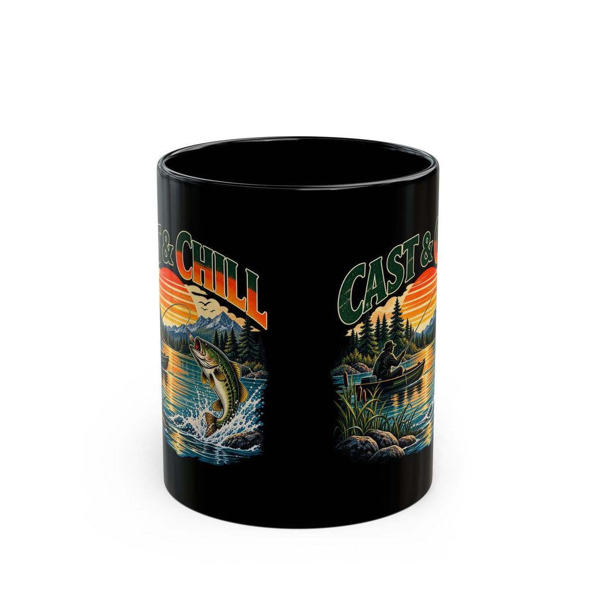 Cast & Chill Black Fishing Mug – Vintage Angler Mug