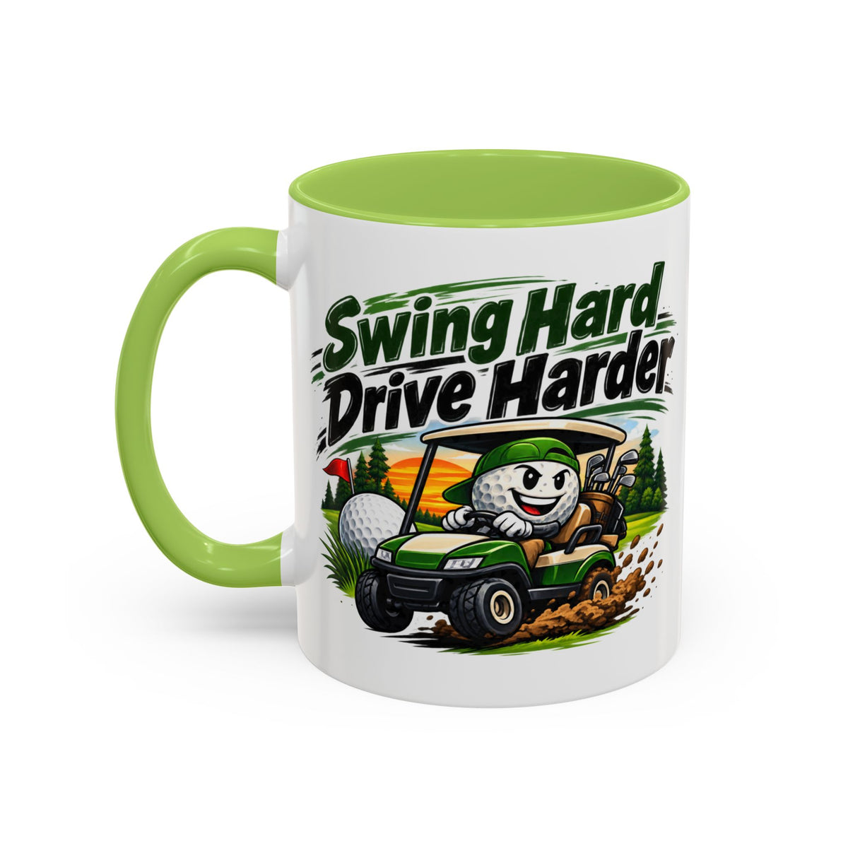 Swing Hard Golf Accent Mug – Drive Harder Golf Cart Design