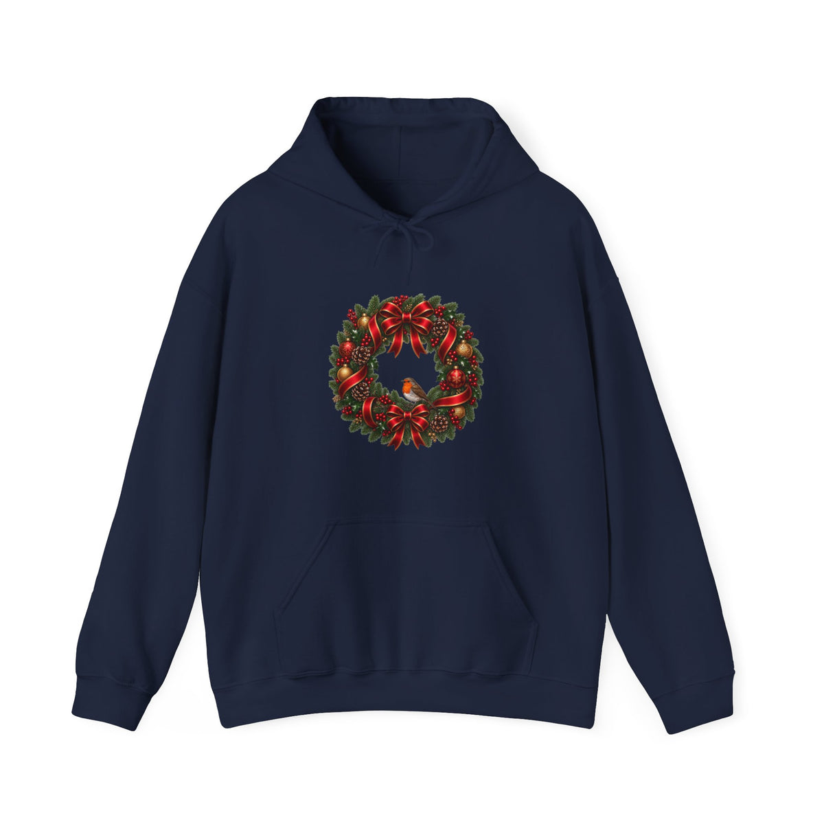 Christmas Wreath & Robin Hoodie – Festive Christmas Hoodie