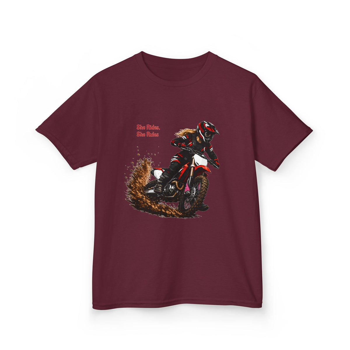 She Rides She Rules Youth T-Shirt – Girls Motocross Tee