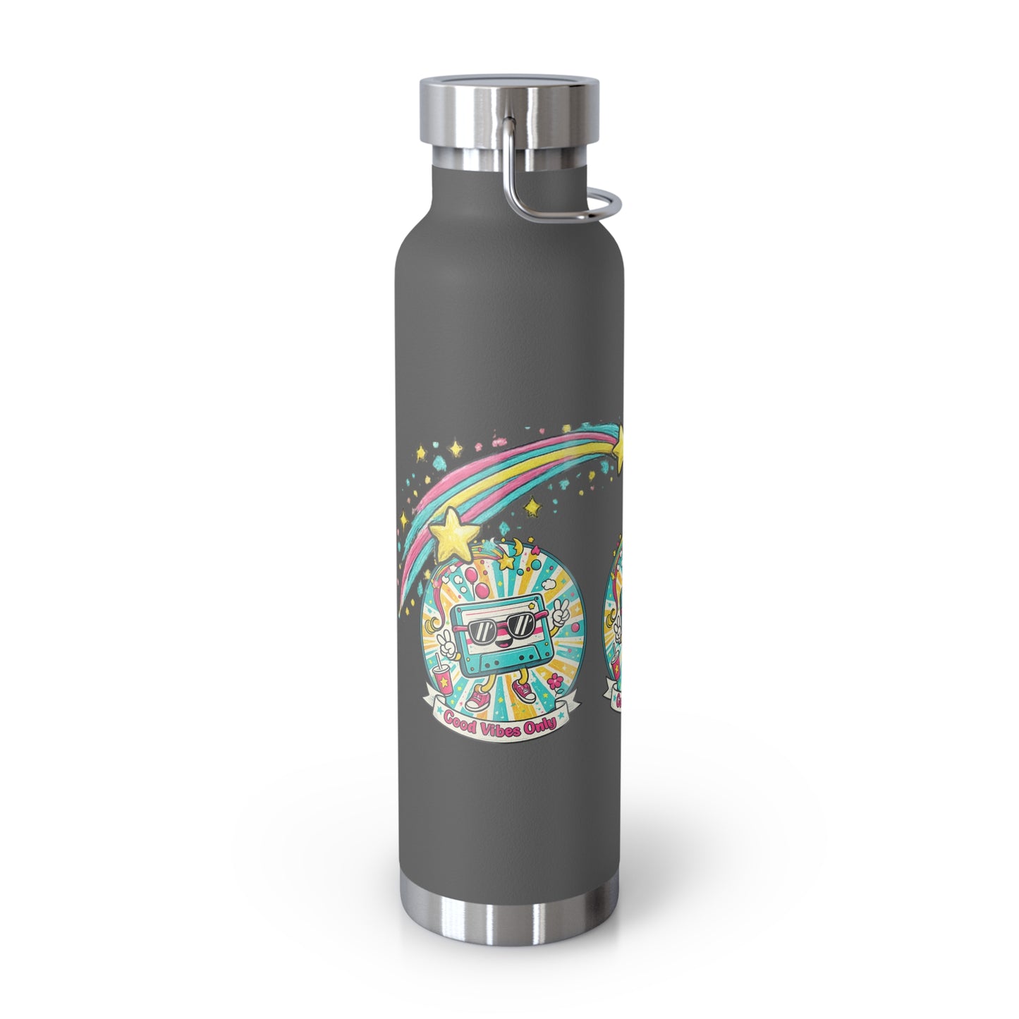 Retro Good Vibes Only Insulated Flask | Colourful Retro Travel Bottle | Stainless Steel Drinks Bottle | 80s & 90s Inspired