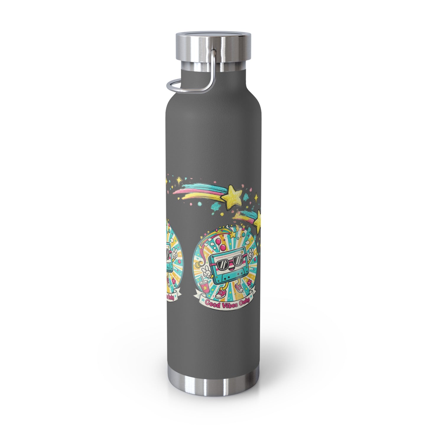 Retro Good Vibes Only Insulated Flask | Colourful Retro Travel Bottle | Stainless Steel Drinks Bottle | 80s & 90s Inspired