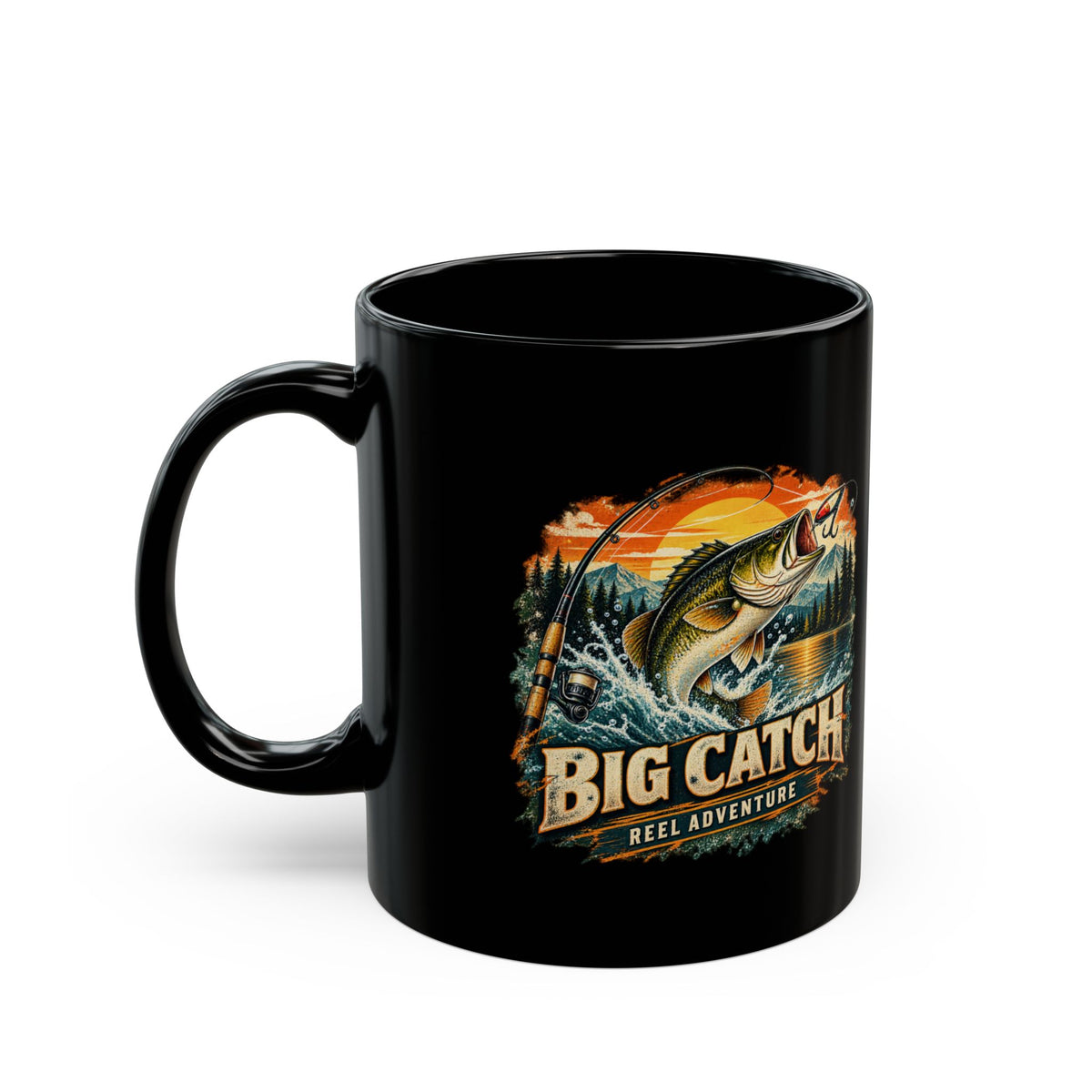 Big Catch Reel Adventure Black Fishing Mug – Vintage Angler Mug