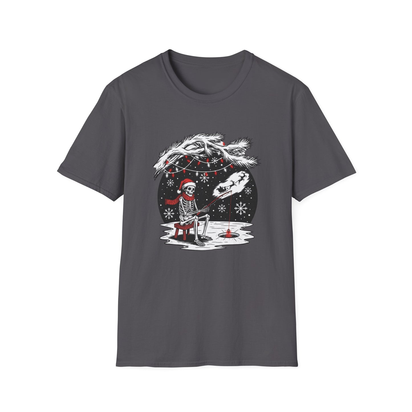 Merry Fishing Christmas T-Shirt – Festive Skeleton Fishing Tee