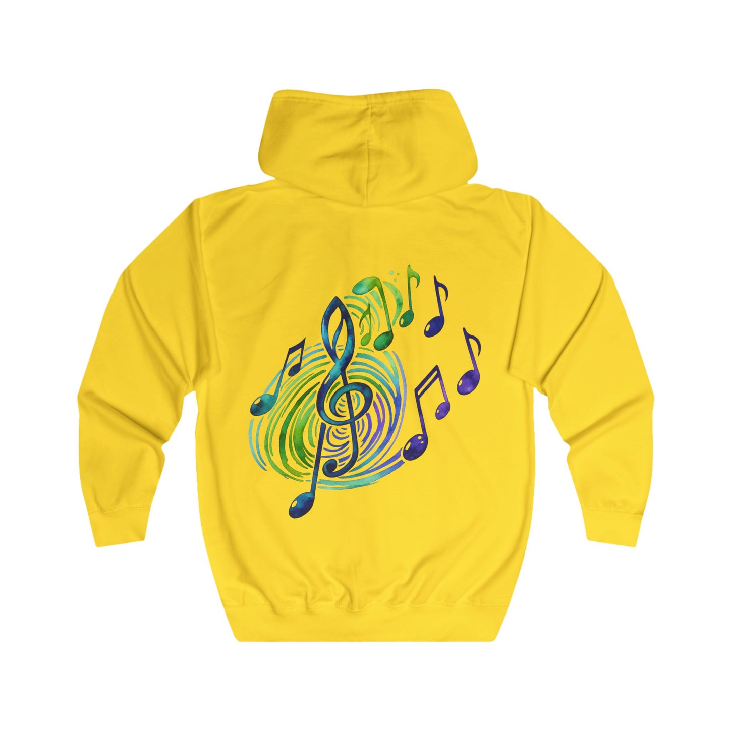Sweat à capuche zippé Notes de musique clé de sol – Motif unique sur la poitrine et dans le dos