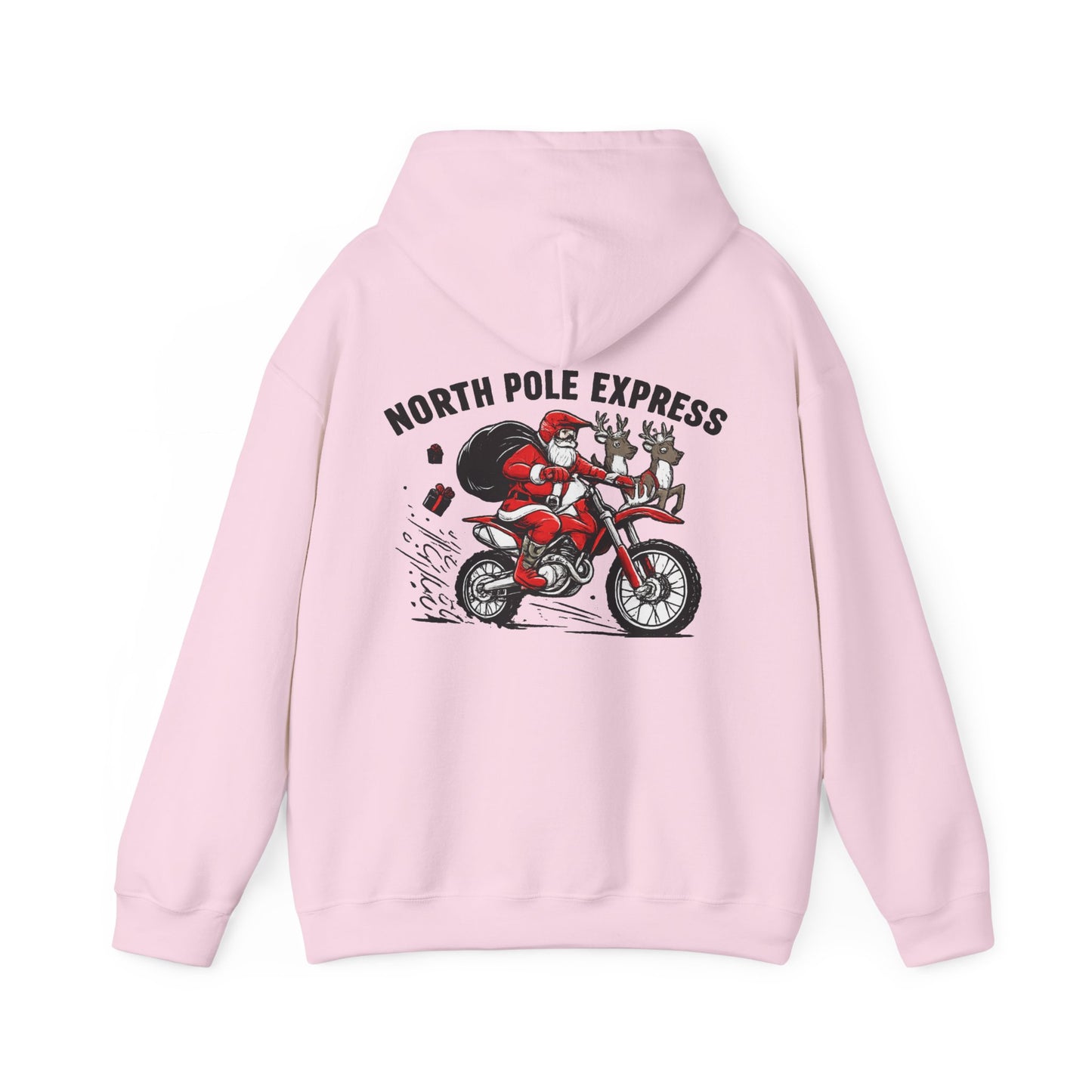 North Pole Express Motocross Christmas Hoodie   Santa Dirt Bike