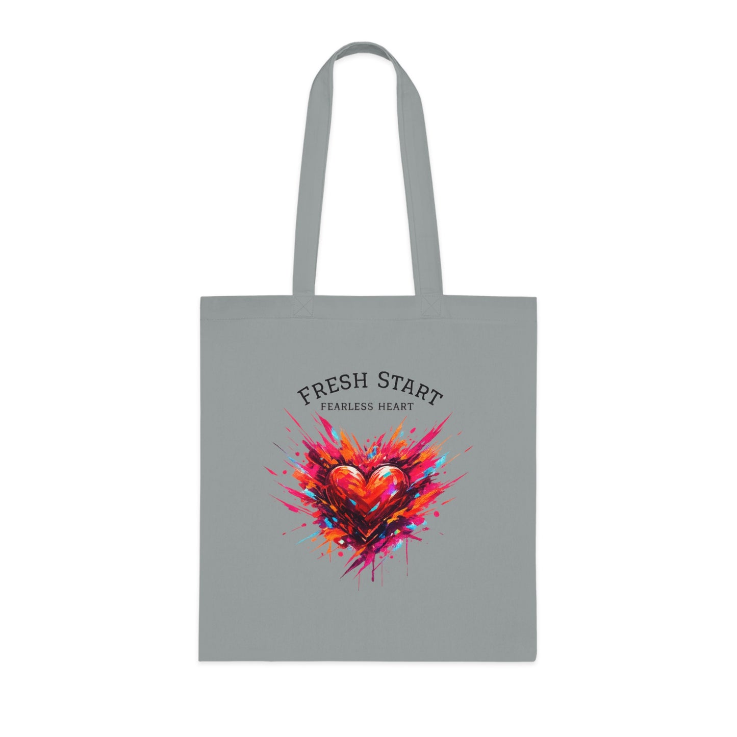 Fresh Start Fearless Heart Tote Bag | Inspirational Canvas Shopping Bag | Gifts & Lifestyle Collection