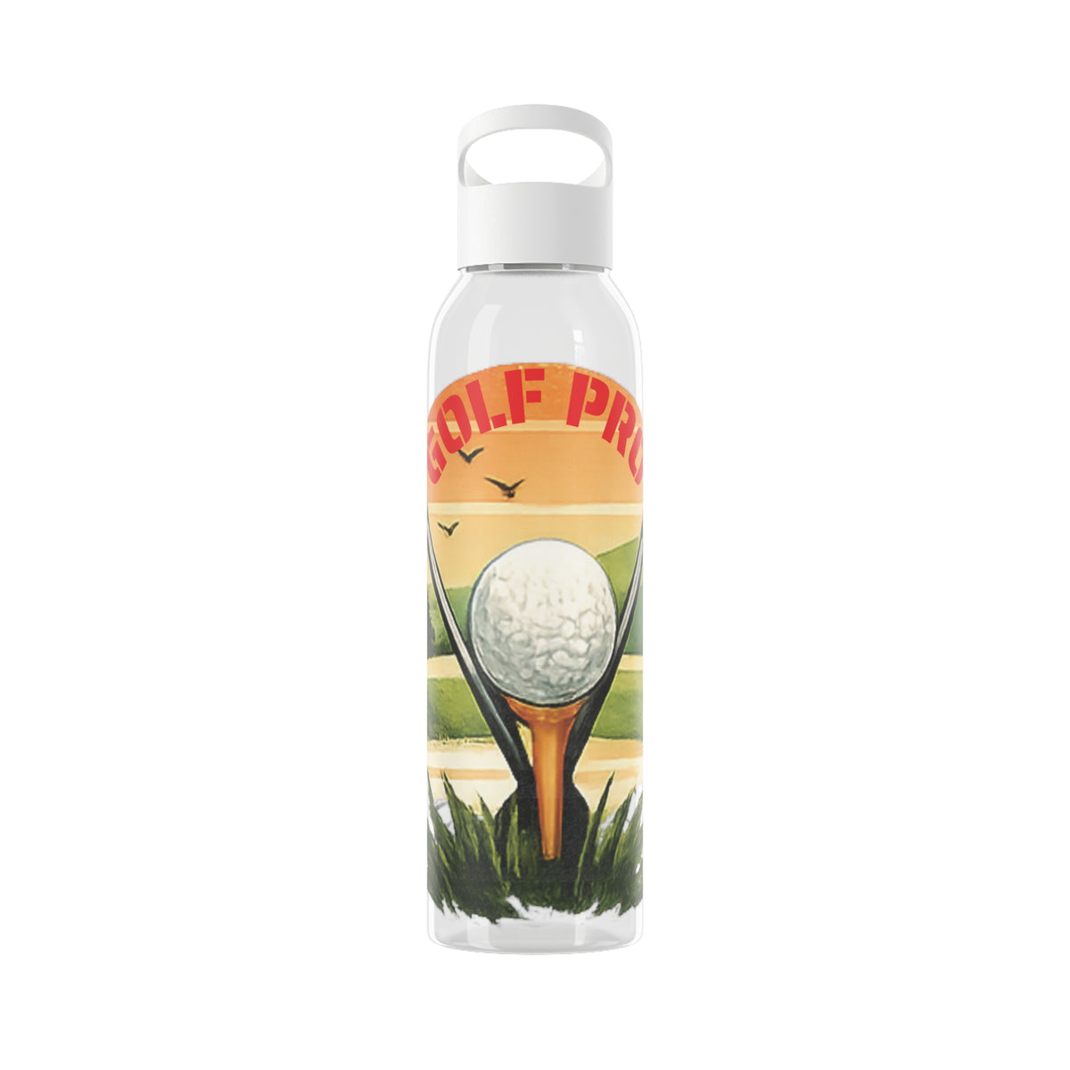 Gourde Golf Pro — Design rétro « Sunset » avec balle et tee de golf
