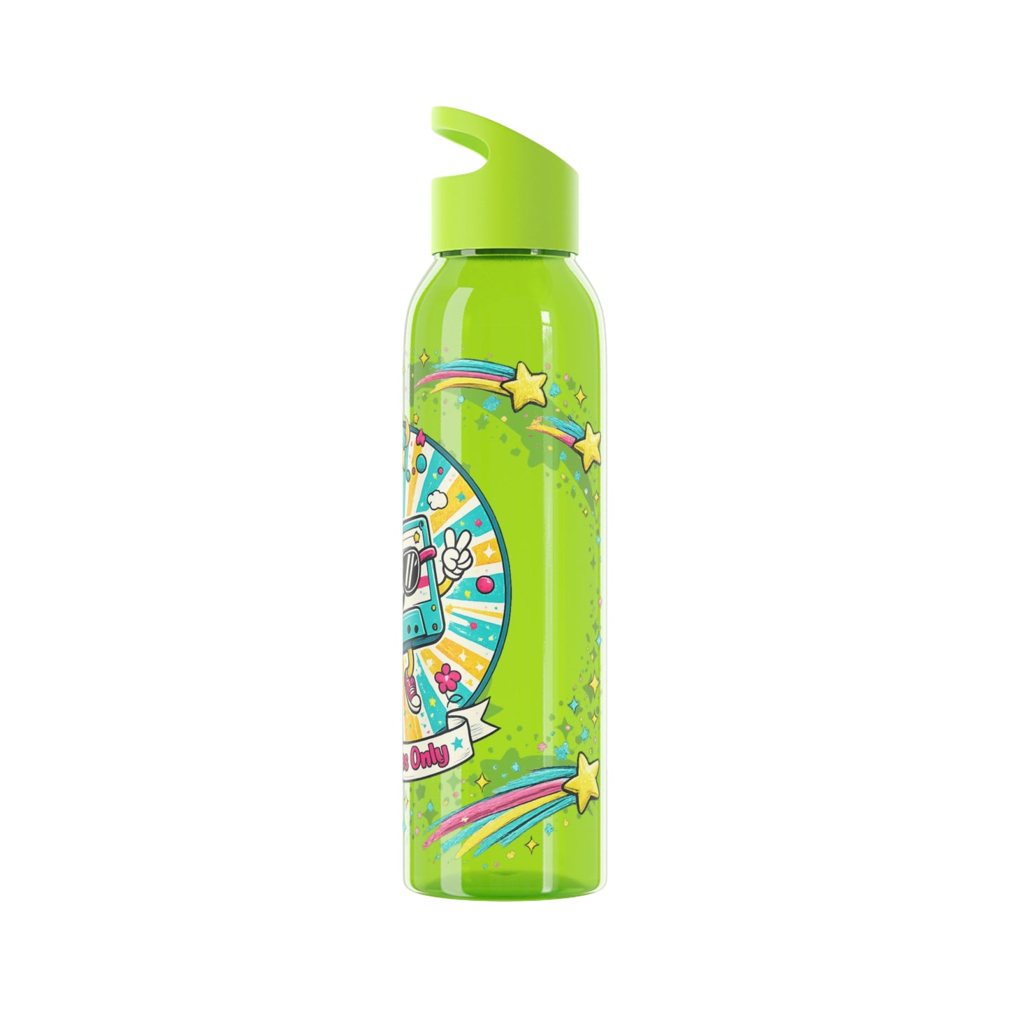 Retro Good Vibes Only Water Bottle | Colourful Reusable Drinks Bottle | Retro Cassette Bottle | 80s & 90s Inspired Hydration