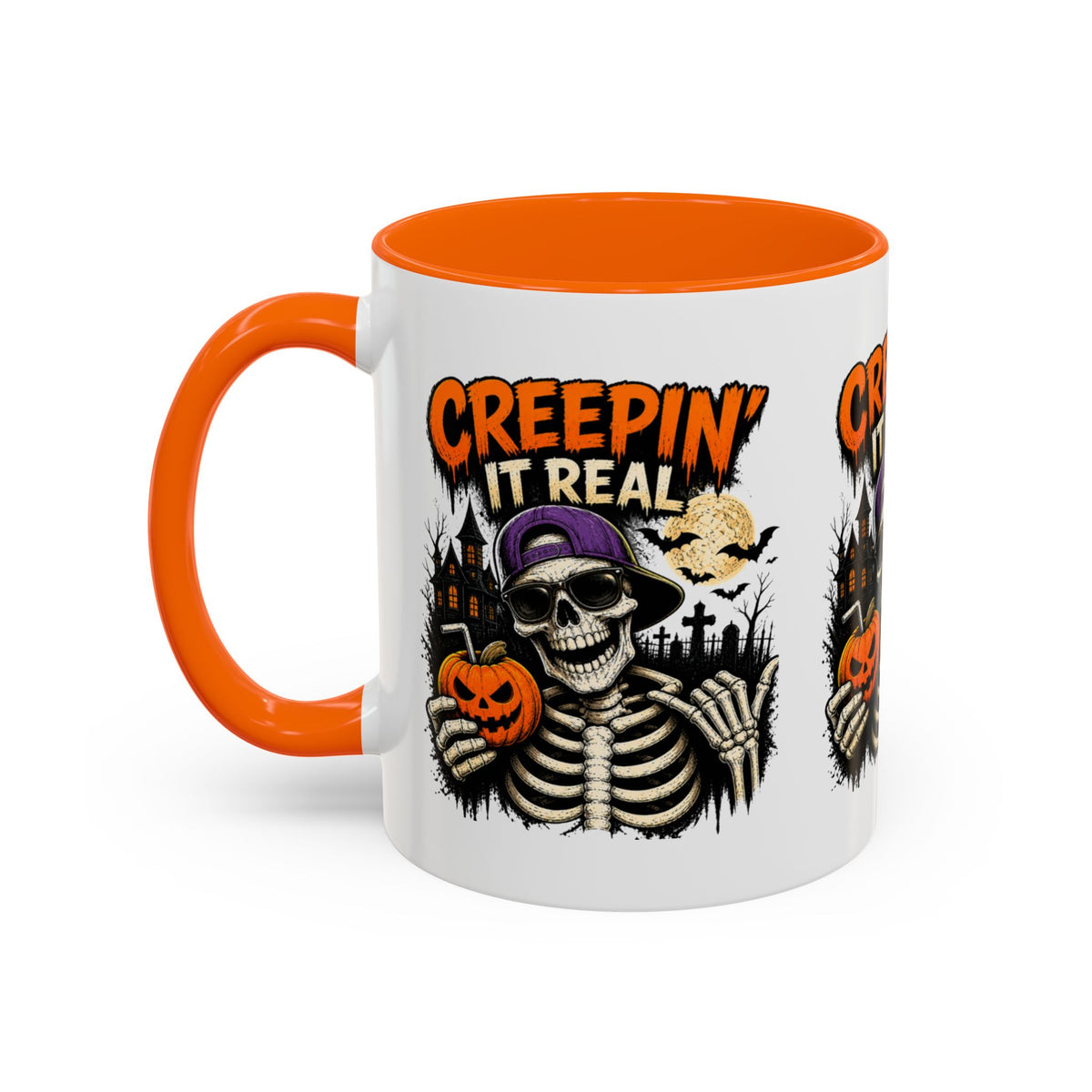 Creepin’ It Real Halloween Accent Mug – Skeleton Coffee Mug