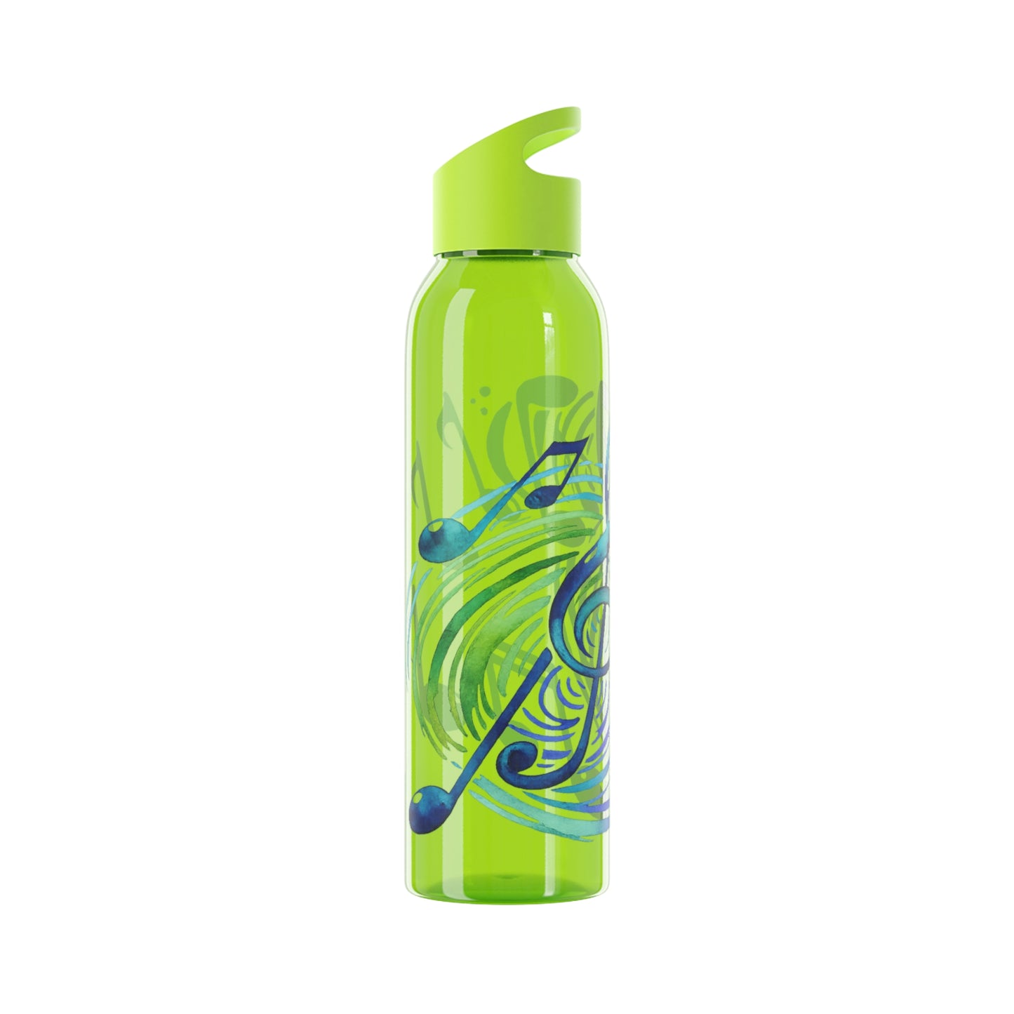 Musical Notes Plastic Water Bottle | Reusable Water Bottle | Music Lover Gift | Gift for Singers, Musicians & Music Fans | 20oz Clear Bottle