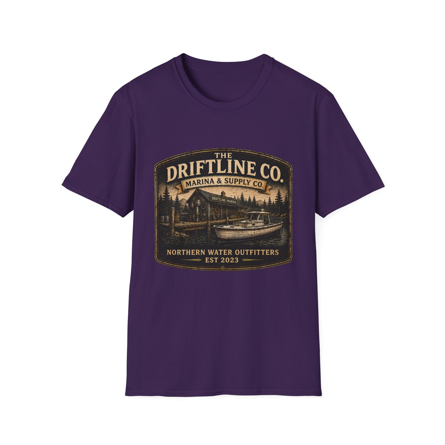 The Driftline Company Marina & Supply Co. Northern Water Outfitters Graphic T-Shirt | Vintage Fishing Tee
