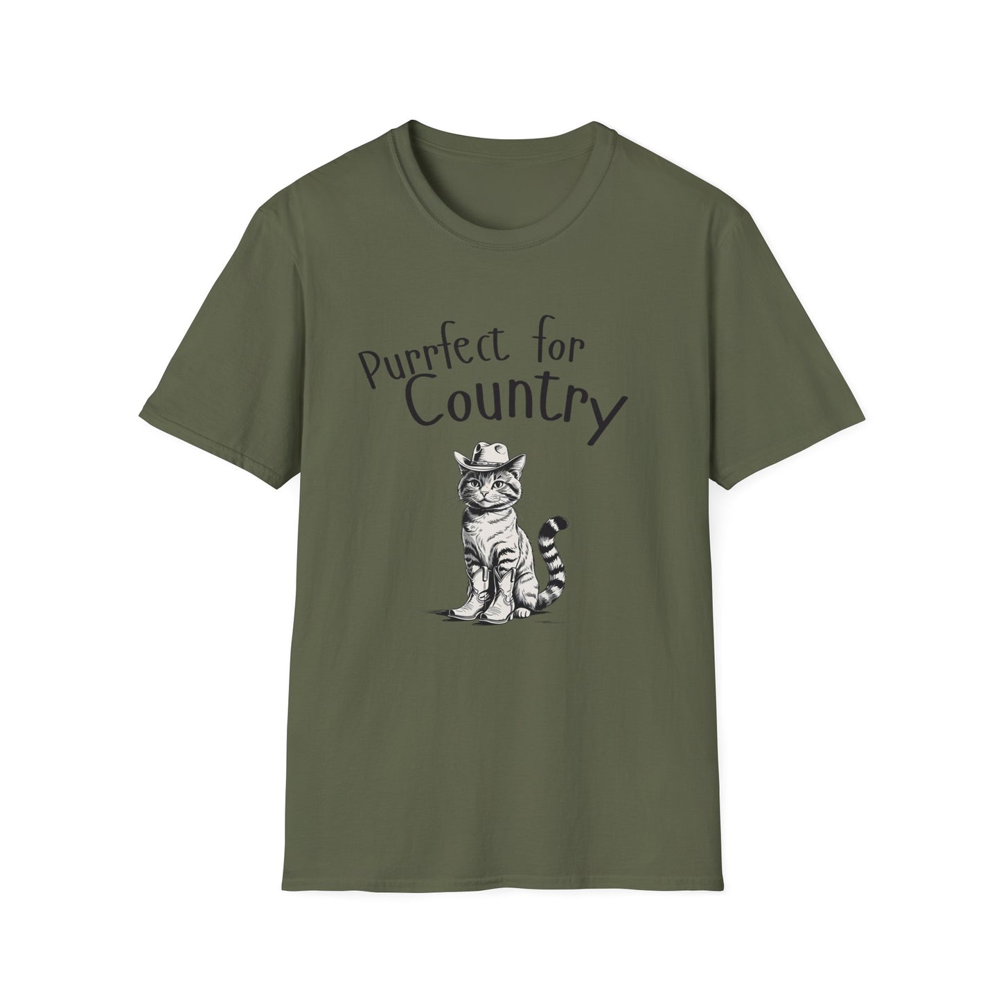 Purrfect for Country Cat Lover T-Shirt, Funny Pet Gift, Unisex Tee for Cat Owners, Cute Animal Apparel, Perfect for Birthdays, Gifts