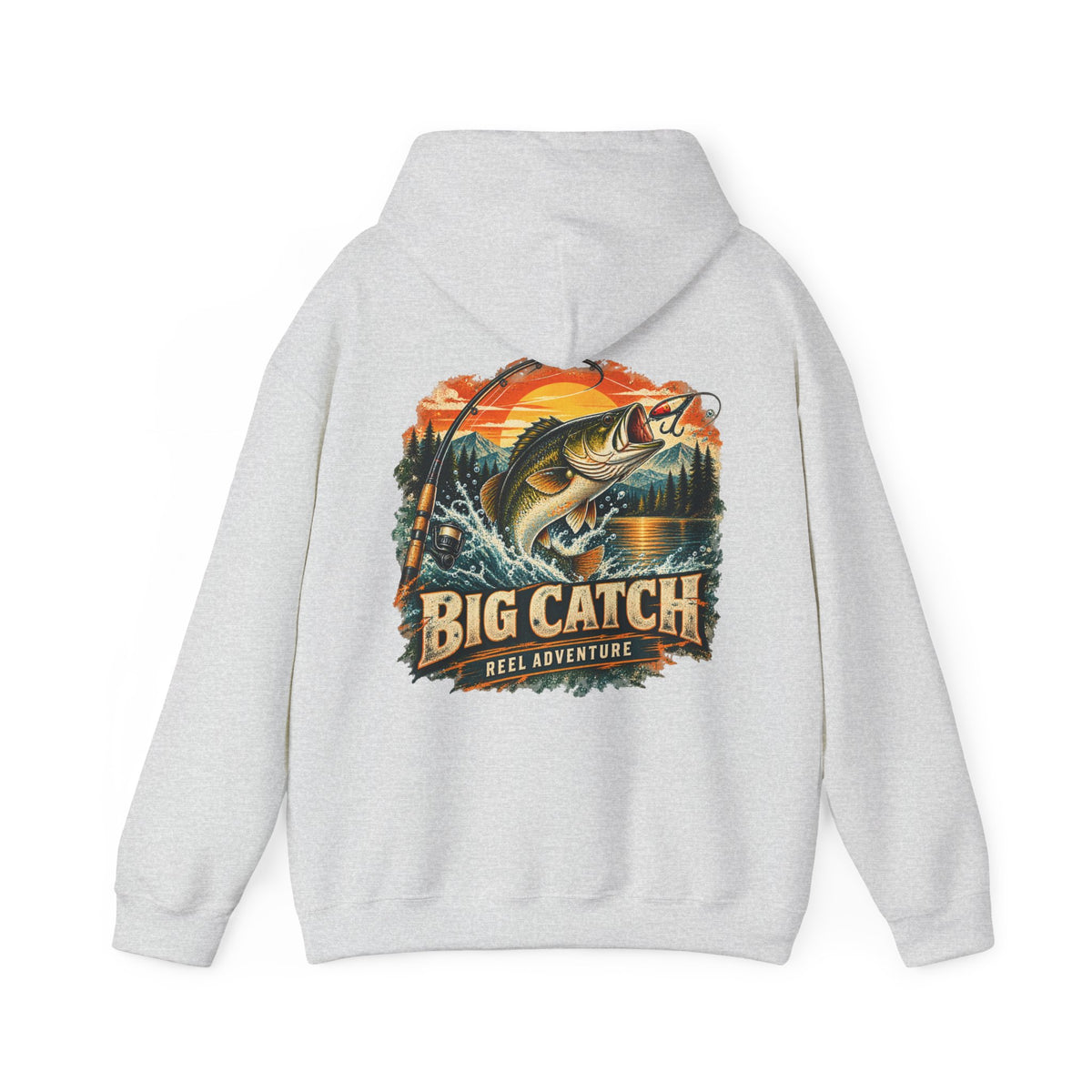 Big Catch Reel Adventure Back Print Hoodie – Vintage Fishing Hoodie