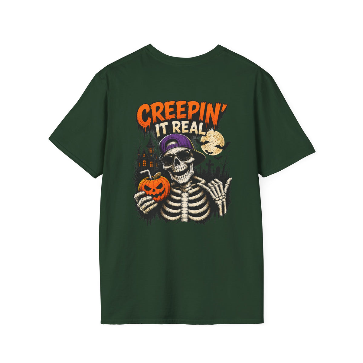 Creepin’ It Real Halloween T-Shirt – Skeleton Graphic Tee